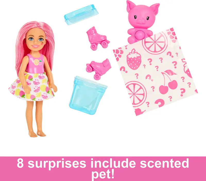 Barbie Pop Reveal Chelsea Doll: Fruit Series with 5 Surprises, Scent & Color Change