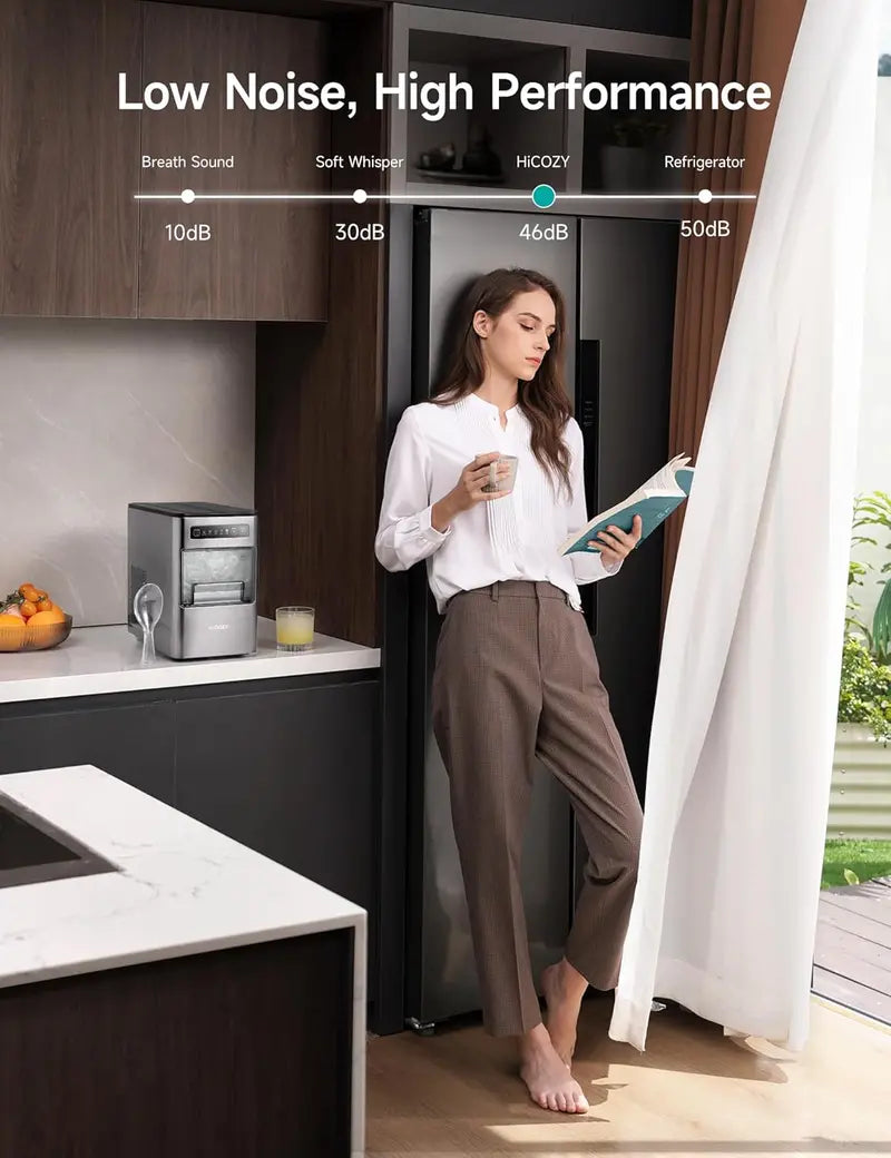 HiCOZY Countertop Ice Maker  Rapid 6-Minute Ice Production with Auto-Clean Function