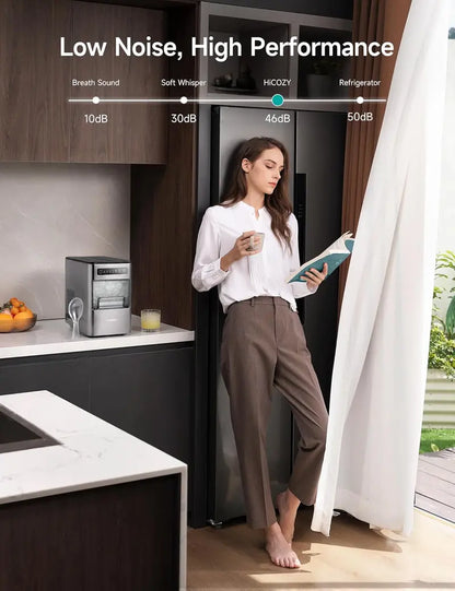 HiCOZY Countertop Ice Maker  Rapid 6-Minute Ice Production with Auto-Clean Function
