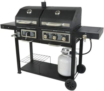 Dual-Fuel Outdoor Grill: Charcoal + Propane Hybrid Cooking System