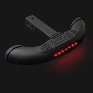 BULLY Black Bull Hitch Step with LED Brake Light, Stainless Steel, Fits 2″ & 1-1/4″ Receivers