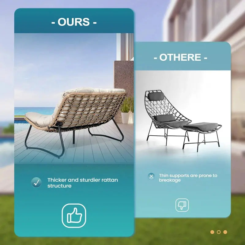 Crestlive All-Weather Outdoor Loveseat  Rattan Weave with Plush Cushions, Beige Patio Sofa