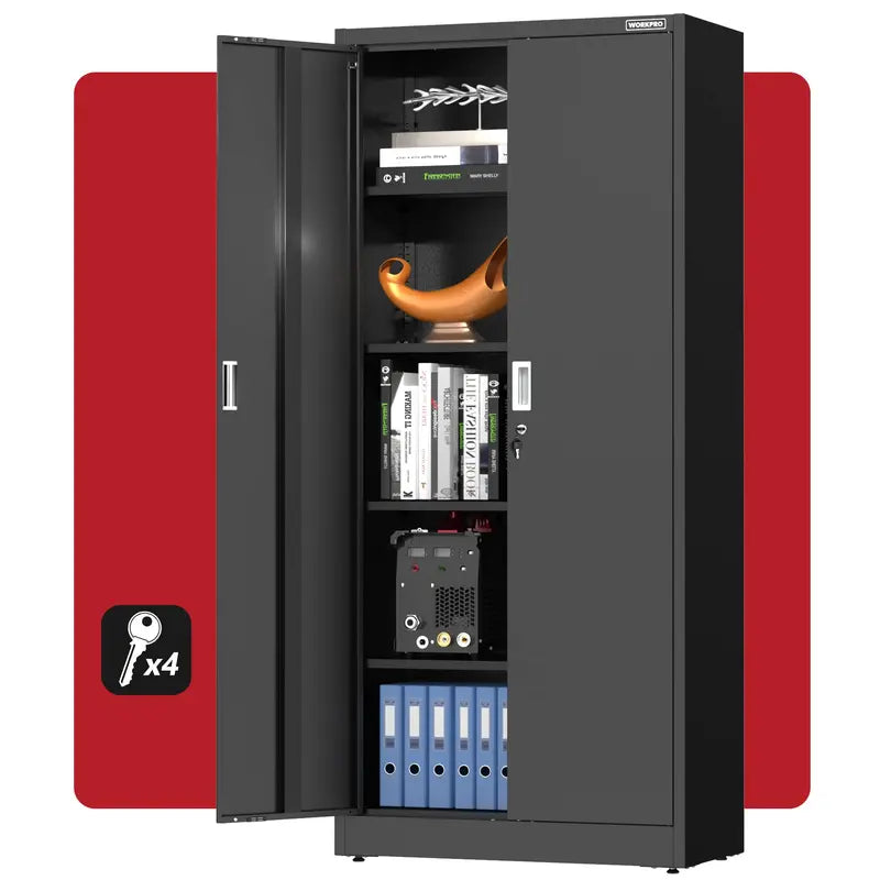 WORKPRO Steel Garage Storage Cabinet  Lockable Metal Unit with Doors and Adjustable Shelving