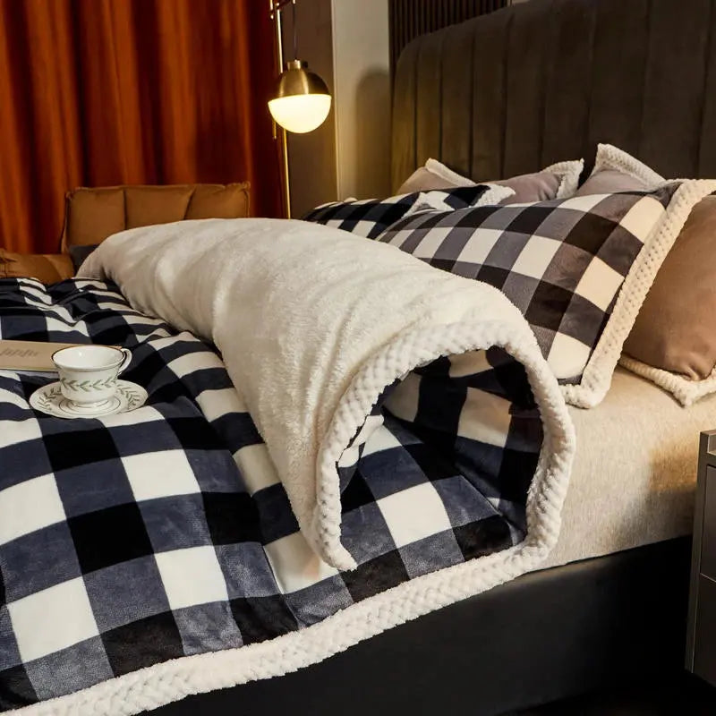 Super Soft Lamb Wool Blanket  Milk Velvet, Reactive Printing, 150x200cm, Geometry Design