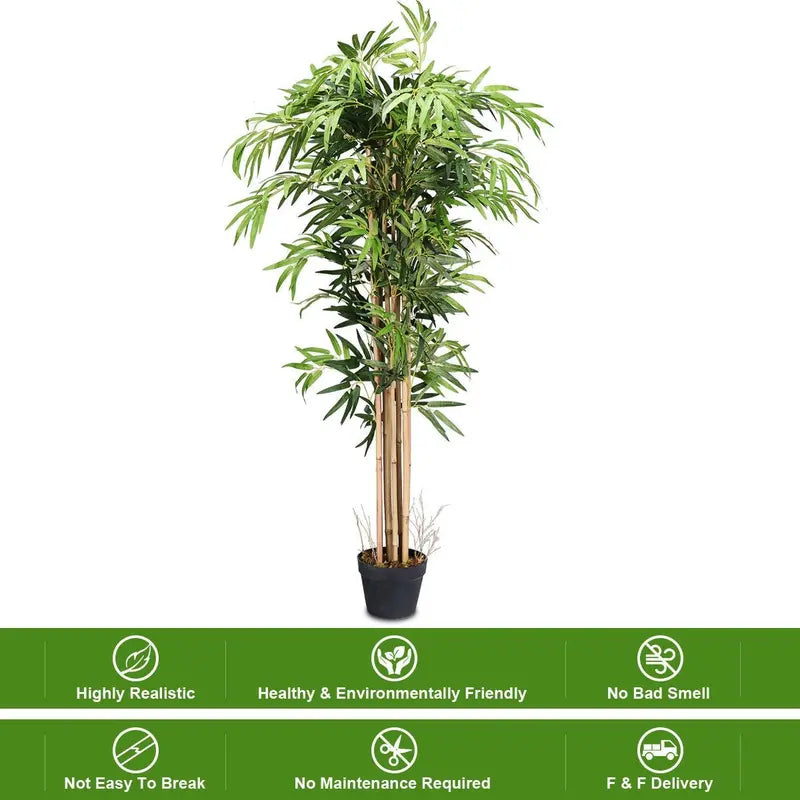 Artificial Bamboo Tree  Lifelike Fake Greenery in Nursery Pot for Indoor Decor