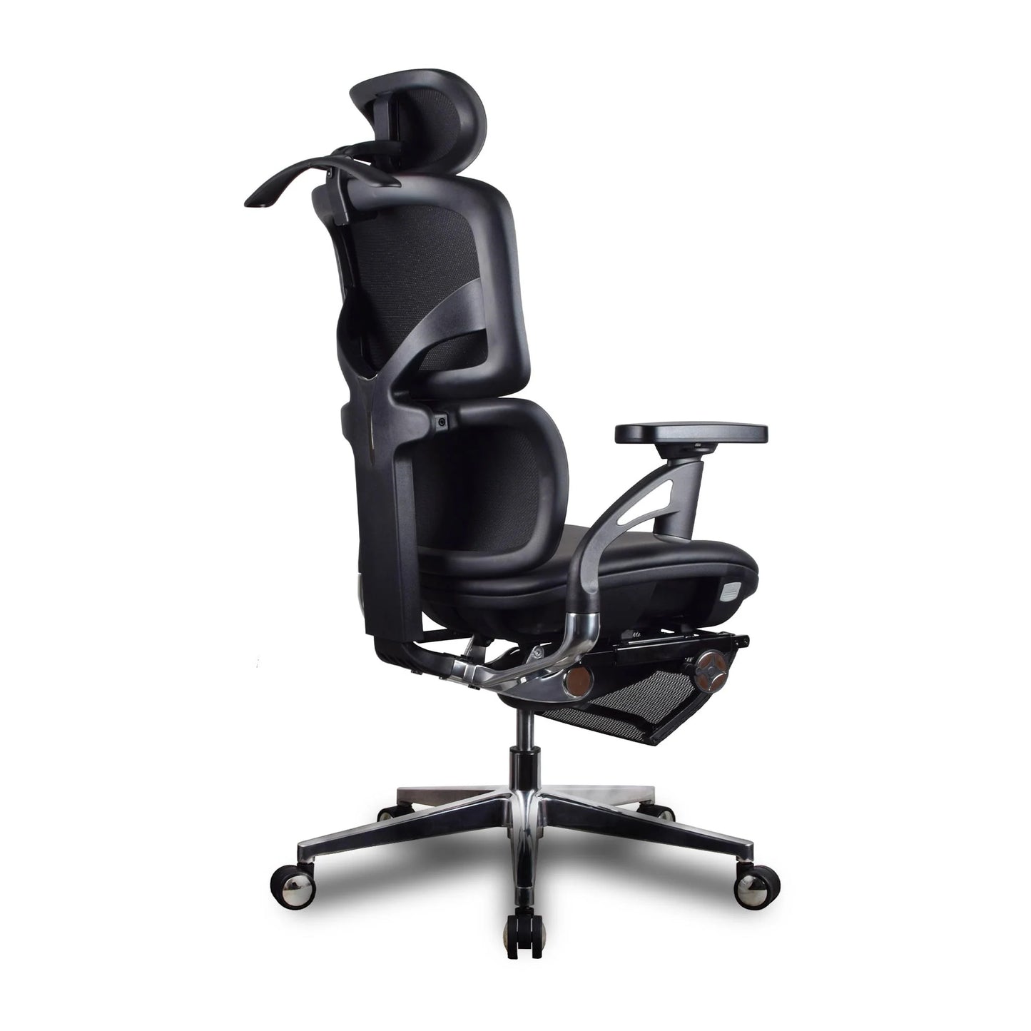 Chaise ergonomique de bureau - TERRANA PREMIUM Noire en cuir reconstitué