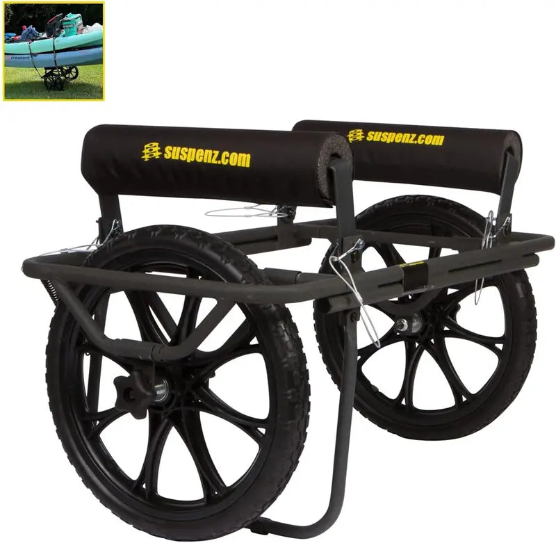 Suspenz All-Terrain 300 lb Kayak Cart, Airless Wheels, Steel Frame, Black