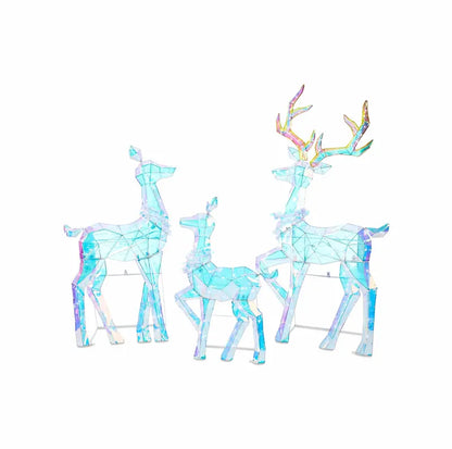 Holiday 3-Piece LED Prismatic Deer Family Set  Buck, Doe & Fawn for Indoor/Outdoor Decor