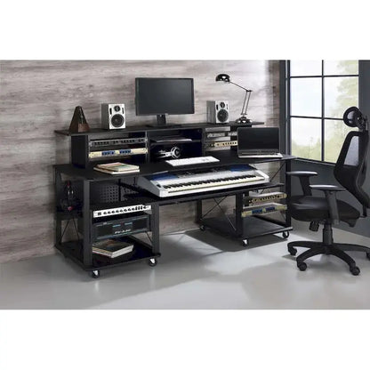Mobile Rectangular Music Desk  8 Swivel Casters + Dedicated Keyboard Tray