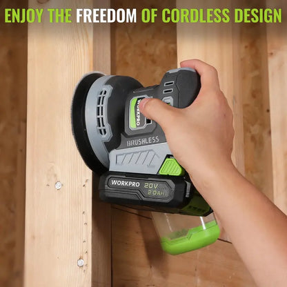 WORKPRO Brushless 20V 5-Inch Orbital Sander for Smooth Finishing