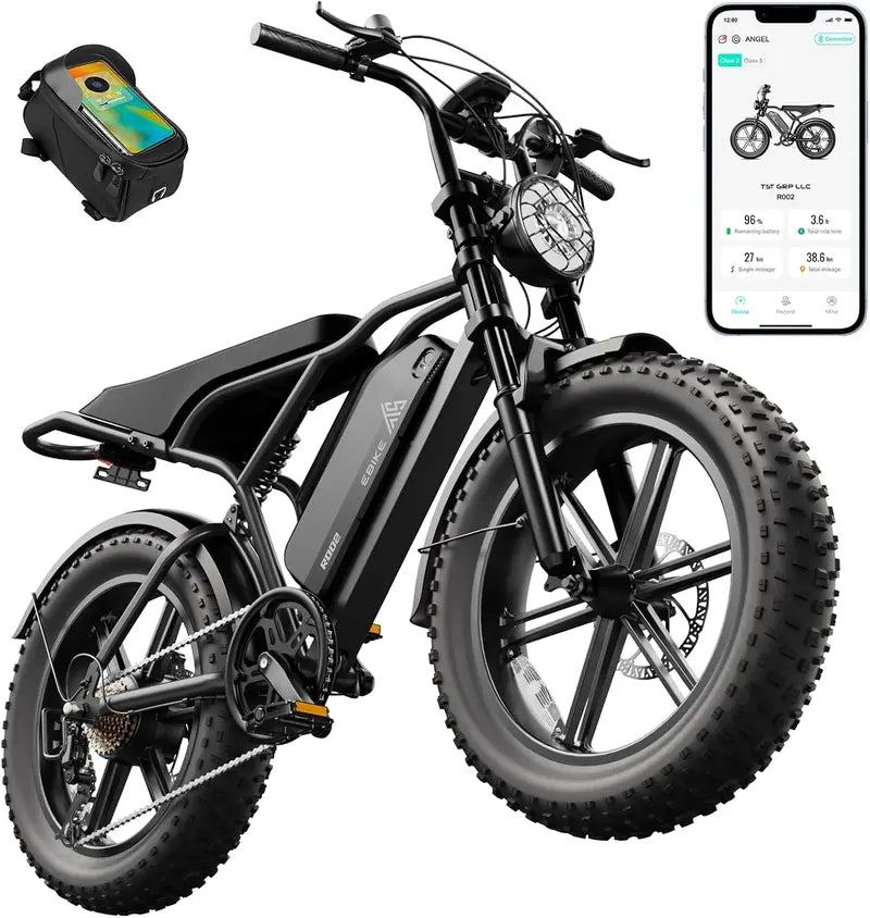 1500W All-Terrain Fat-Tire Electric Bike  20″ Wheels, 60-Mile Range, 28 MPH Top Speed