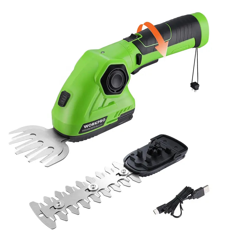 WORKPRO 7.2V Dual-Function Cordless Trimmer  Handheld Hedge Shear and Grass Trimmer in One