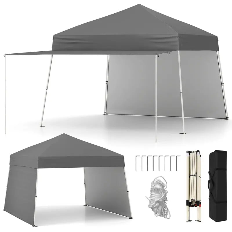 9.2′ x 14′ Pop-Up Canopy Tent  UPF50+ Outdoor Shelter with Two Sidewalls & Adjustable Slant Legs