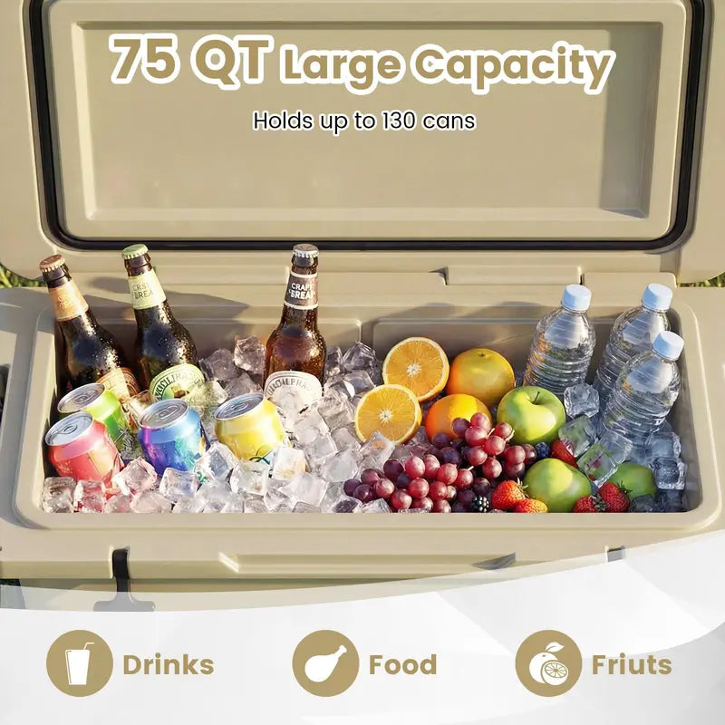 75-Quart Heavy-Duty Portable Cooler  Extended Ice Life, Durable Wheels & Telescoping Handle