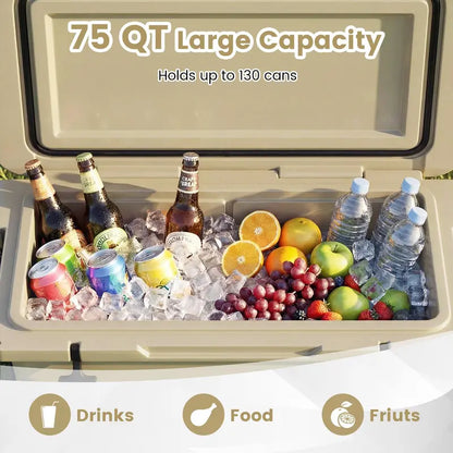 75-Quart Heavy-Duty Portable Cooler  Extended Ice Life, Durable Wheels & Telescoping Handle