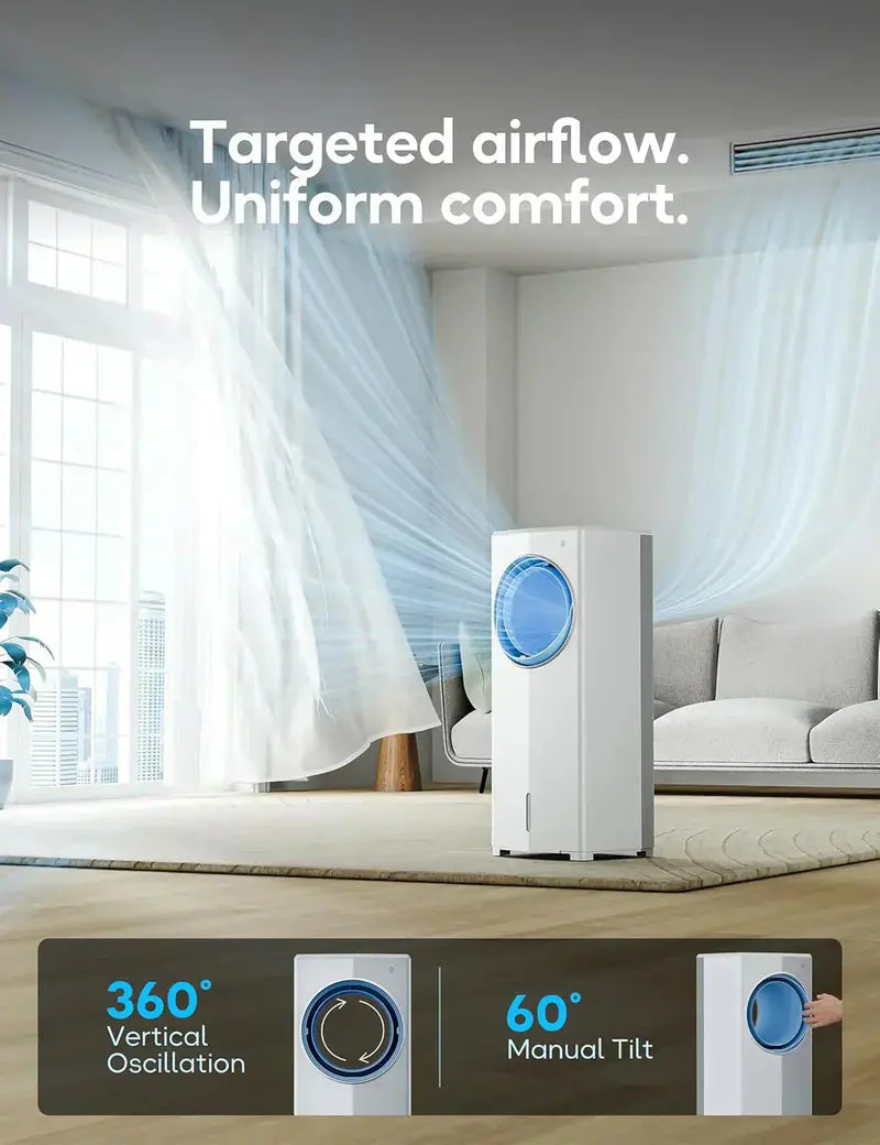 Windowless Evaporative Air Cooler  26.3-Inch Portable Room Cooler for No-Window Spaces
