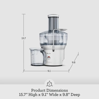Breville BJE200XL Juice Fountain Compact — Centrifugal Juicer with 25 oz Capacity and Stainless Steel Design