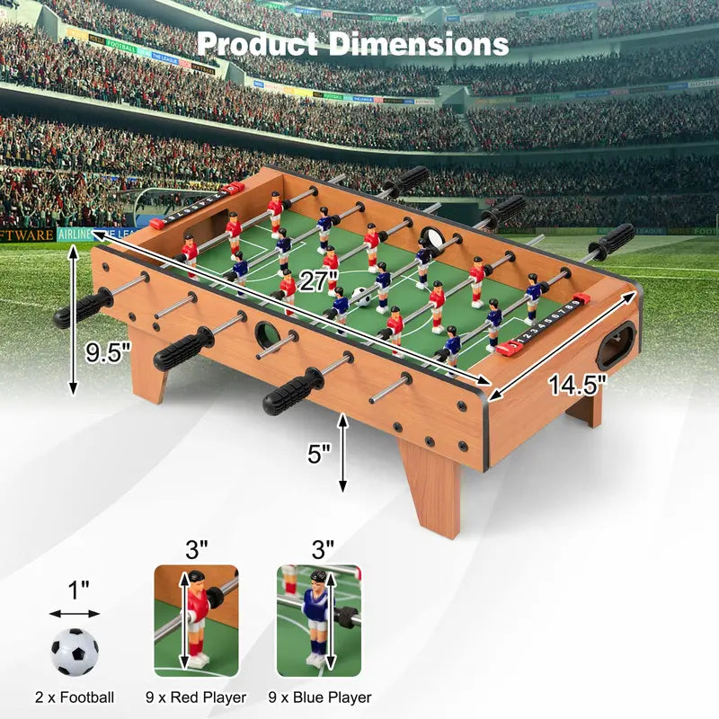 Portable 27-Inch Foosball Table  Compact Tabletop Soccer for Indoor Recreation