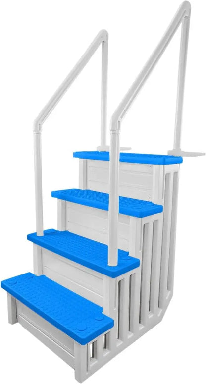 Gray Anti-Slip In-Pool Steps  Deck-Mountable Safety Stairs for Above-Ground Pools