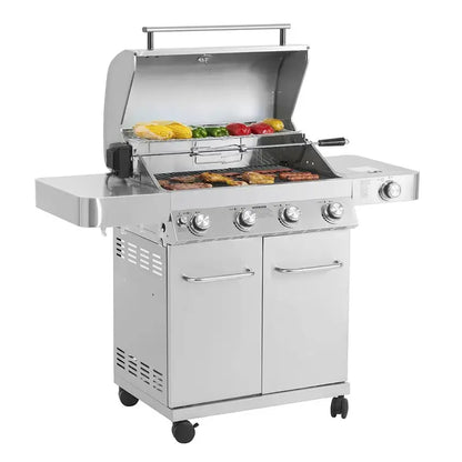 Monument Grills 4-Burner Propane Gas Grill  Stainless Steel, Includes Rotisserie Kit
