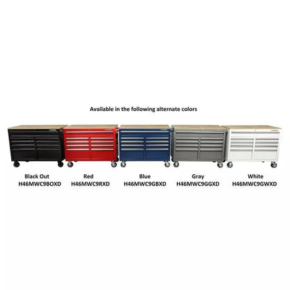 46″ x 24″ 9-Drawer Gloss Black Mobile Tool Chest  Deep-Storage Rolling Workbench