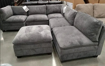 6-Piece Modular Sectional Sofa Set  Customizable Fabric Configuration for Living Rooms
