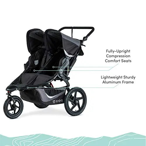 BOB Gear Revolution Flex 3.0 Duallie Double Jogging Stroller, Graphite Black