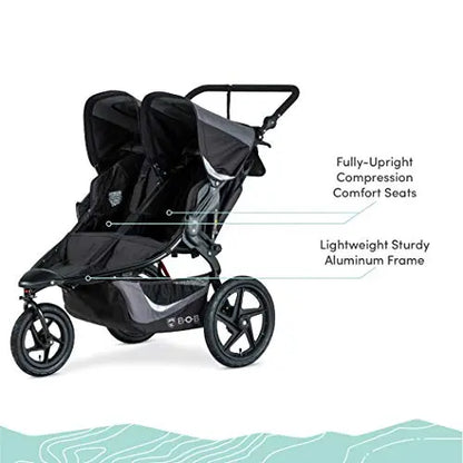 BOB Gear Revolution Flex 3.0 Duallie Double Jogging Stroller, Graphite Black