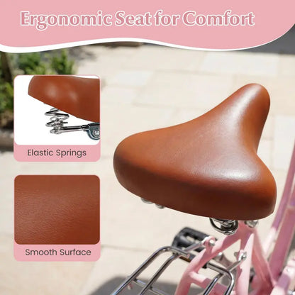 Women’s 24/26-Inch Beach Cruiser  Cup Holder, Reflectors, Stylish Basket Design