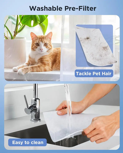 Large-Room Air Purifier  MOOKA Model for Homes up to 2200 sq. ft. with Washable Filter & Pet Hair Capture