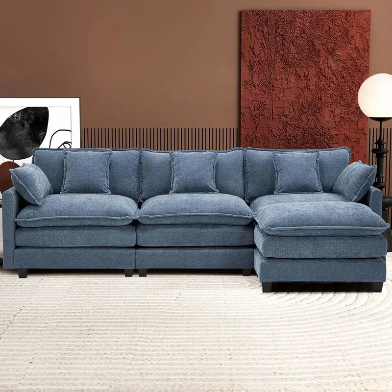 ihanherry 146-Inch Modern U-Shaped Modular Cloud Sofa  Customizable Layout