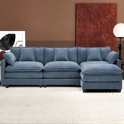 ihanherry 146-Inch Modern U-Shaped Modular Cloud Sofa  Customizable Layout