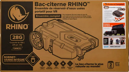 Camco Rhino 28-Gallon Heavy-Duty RV Waste Holding Tank  Leakproof, Odor-Control Design