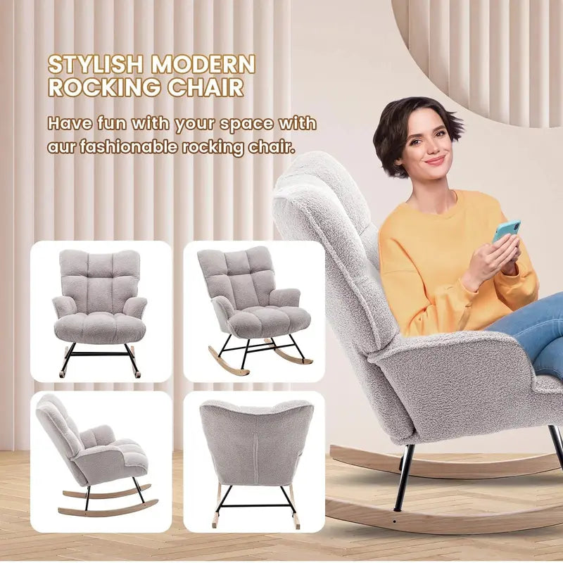 SAETSFEG Nursery Rocking Chair — Ergonomic High-Back Design for Comfortable Feeding and Relaxation