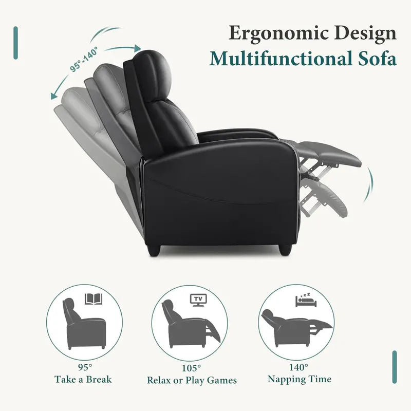 DUMOS Linen Massage Recliner  Single-Seat Adjustable Living Room Sofa with Padded Footrest