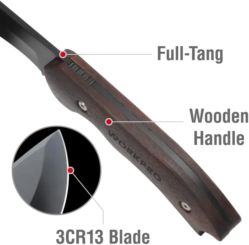 WORKPRO Full-Tang Axe and Fixed-Blade Knife Set with Nylon Sheath