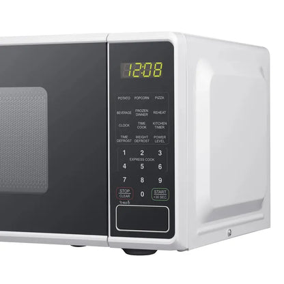 Mainstays 0.7 Cu. Ft. Countertop Microwave Oven  700-Watt, Compact White Appliance with Simple Controls
