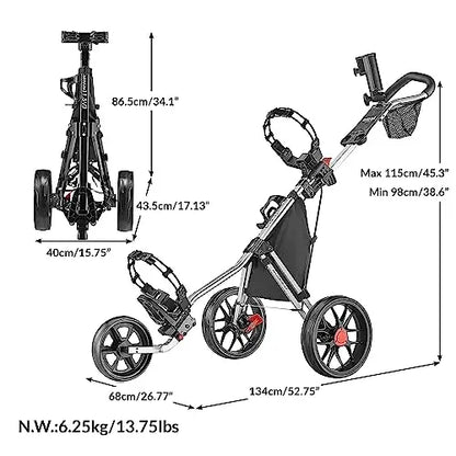 Caddytek CaddyLite 11.5 V3 3 Wheel Golf Push Cart   SuperLite Deluxe, Lightweight