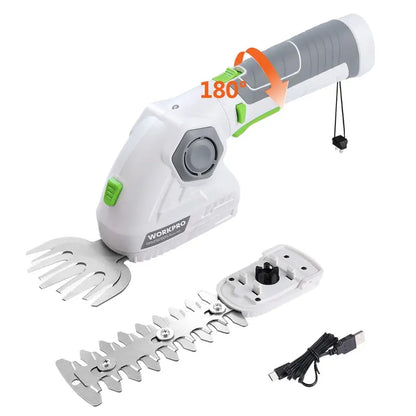 WORKPRO 7.2V Dual-Function Cordless Trimmer  Handheld Hedge Shear and Grass Trimmer in One