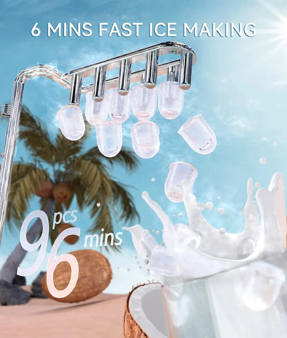ecozy Countertop Ice Maker  9 Cubes in 6 Minutes, 26 lbs/Day Output, Self-Cleaning Function for Home, Office, or RV Use
