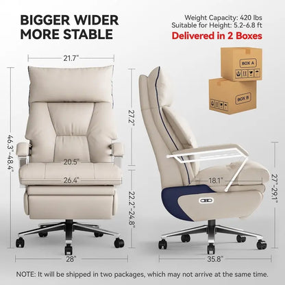 M80 Executive Recliner  Dual-Motor Adjustable Chair with Footrest, Supports Up to 190 kg