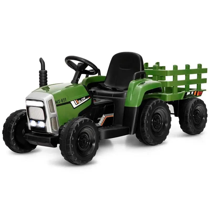 12V Kids Ride-On Tractor with Trailer  Battery-Powered Electric Farm Vehicle Featuring 3-Speed Transmission & Loader Function