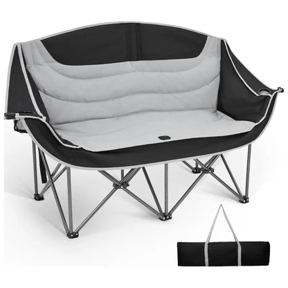 Compact Folding Outdoor Loveseat Chair  Padded Dual-Seater for Camping or Patios