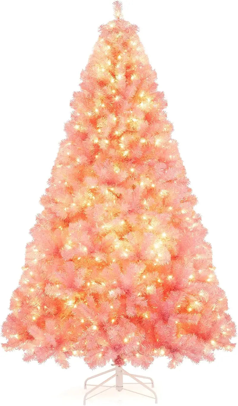 6-Foot or 7.5-Foot Pre-Lit Tinsel Christmas Tree with Warm White LED Illumination
