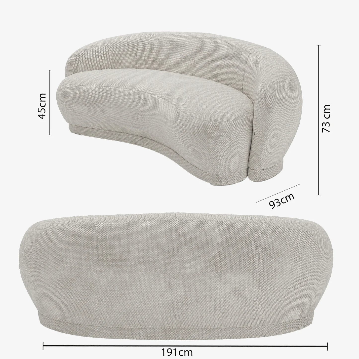Canap  3-4 places en tissu chenille cr me Bianca