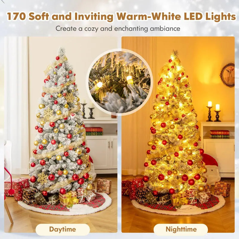 6- or 7-Foot Collapsible Pop-Up Snow-Flocked Artificial Christmas Tree