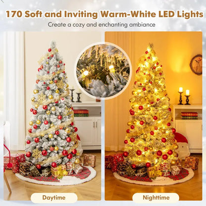6- or 7-Foot Collapsible Pop-Up Snow-Flocked Artificial Christmas Tree
