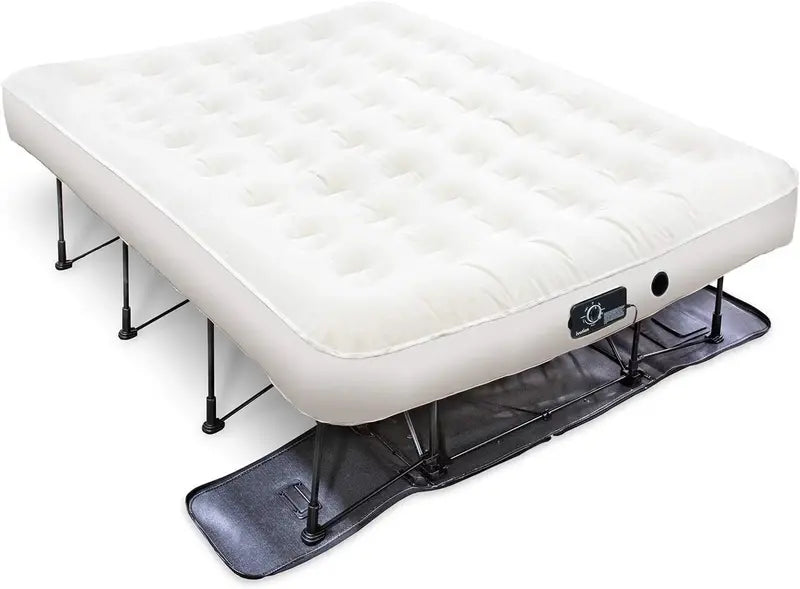 EZ-Bed King Air Mattress with Integrated Steel Frame & Rolling Case  Auto-Shutoff Pump, Self-Inflating Guest Bed for Travel and Camping