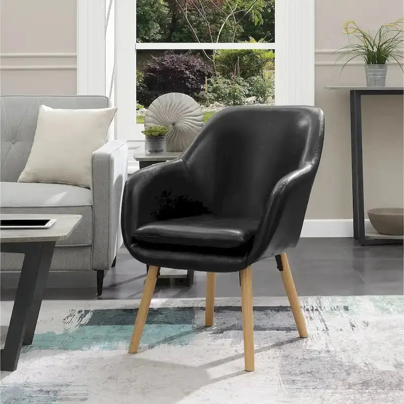 Convenience Concepts Charlotte Wingback Accent Chair  Upholstered Armchair with Tailored Design