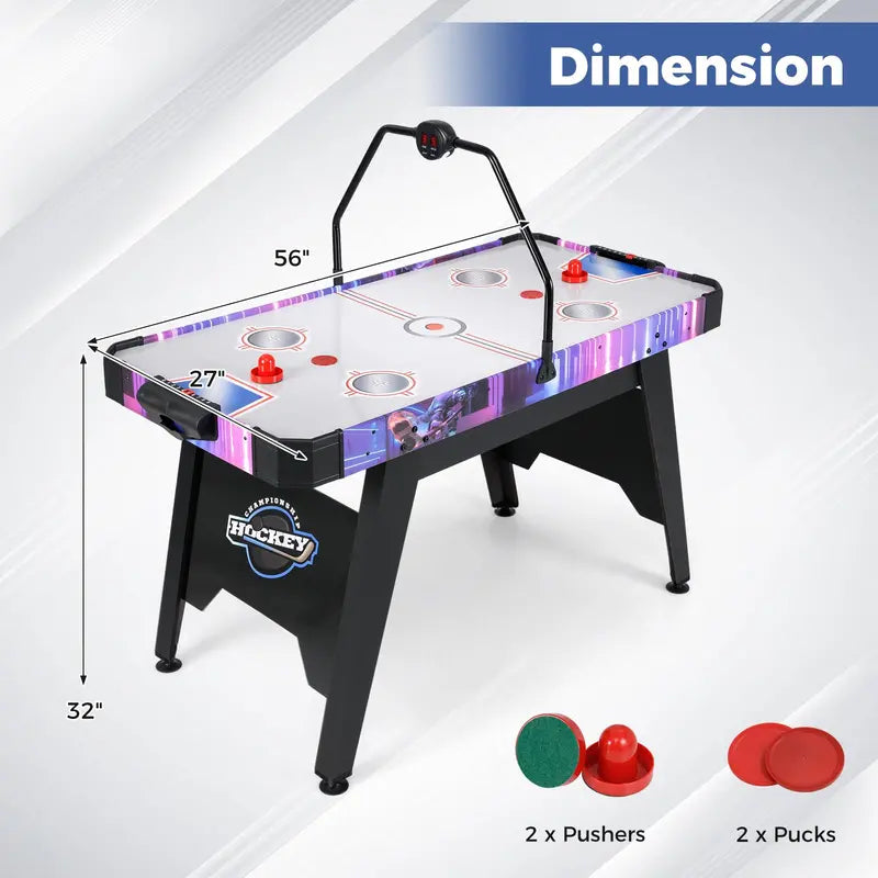 Full-Size Air Hockey Table with Digital LED Scoreboard for Home or Office